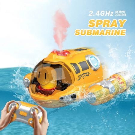 2.4G Mini RC Boat Submarine Spray Light Waterproof Rechargeable Electric Remote Control Speedboat Gifts Water Toys ChildrenRed