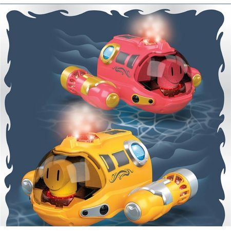 2.4G Mini RC Boat Submarine Spray Light Waterproof Rechargeable Electric Remote Control Speedboat Gifts Water Toys ChildrenRed