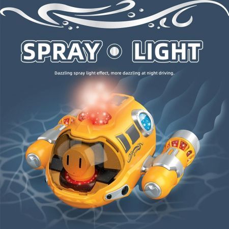 2.4G Mini RC Boat Submarine Spray Light Waterproof Rechargeable Electric Remote Control Speedboat Gifts Water Toys ChildrenRed