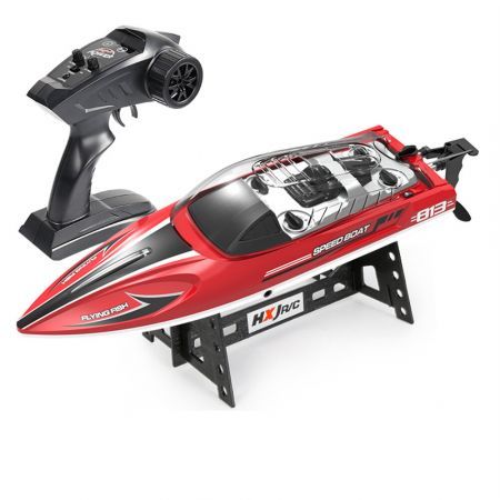 2.4G 4CH RC Boat High Speed LED Light Capsized Reset Speedboat Waterproof 25km/h Electric Racing Vehicles Lakes Pools Red