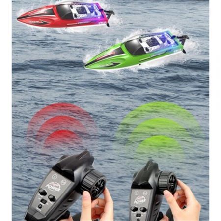 2.4G 4CH RC Boat High Speed LED Light Capsized Reset Speedboat Waterproof 25km/h Electric Racing Vehicles Lakes Pools Red