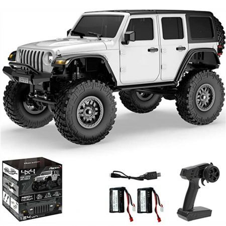 Two Batteries RTR 1/24 2.4G 4WD RC Car Rock Crawler LED Light Off-Road Climbing Monster Truck Vehicles Models Toys Blue