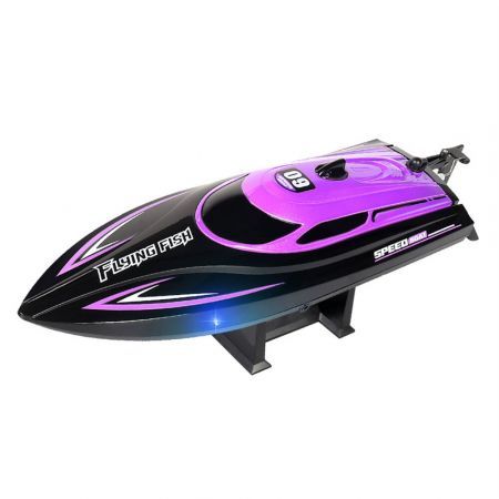 2.4G 4CH RC Boat High Speed LED Light Speedboat Waterproof 25km/h Electric Racing Vehicles Models Lakes Pools Yellow