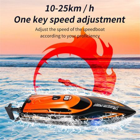 2.4G 4CH RC Boat High Speed LED Light Speedboat Waterproof 25km/h Electric Racing Vehicles Models Lakes Pools Yellow