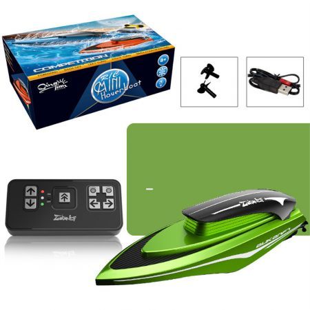 2.4G Mini RC Boat Electric Speedboat Waterproof 360 Rotation Model Children Summer Water Remote Control Vehicles Green