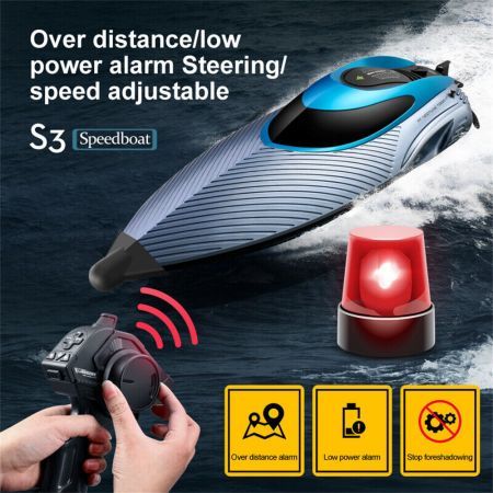 2.4G RC Boat Fast High Speed Capsized Reset LED Light Water Model Remote Control RTR Pools Lakes Racing One Battery Silver