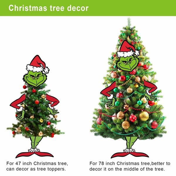 Grinchmas Decor for Christmas Tree,Grinchmas Christmas Tree Topper,Grinchmas Christmas Decorations for Small Tree