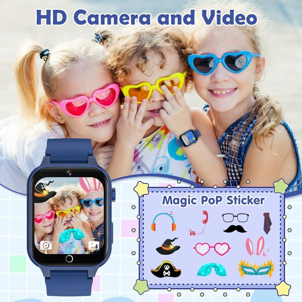 Smart Watch,Kids Smart Watch Boys Toys with 26 Puzzle Games,Touch Screen,HD Camera,Alarm Clock,Birthday Gift,Age 3+ (Blue)