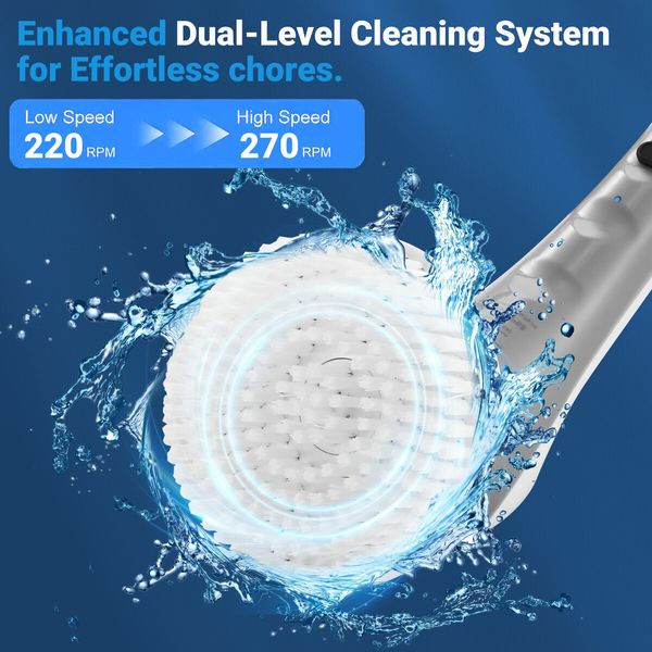 6 In 1 Electric Spin Scrubber Cleaning Kitchen Brush Machine 60W With LED Screen Power Shower Cordless Cleaner IP68