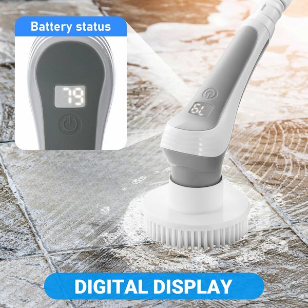 6 In 1 Electric Spin Scrubber Cleaning Kitchen Brush Machine 60W With LED Screen Power Shower Cordless Cleaner IP68