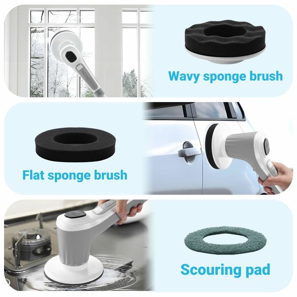 6 In 1 Electric Spin Scrubber Cleaning Brush Kitchen Machine 60W With LED Screen Power Shower Cordless Cleaner IP68