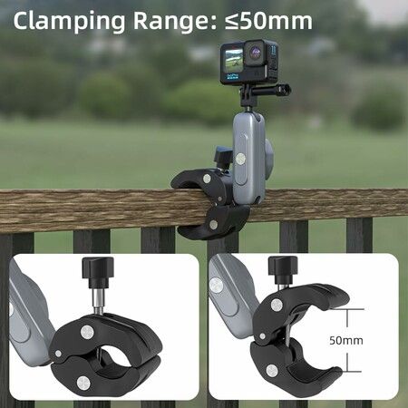 Handlebar Clamp Mount, Motorcycle Bike Pole Mount with Flexible 360 Ball Head Compatible with GoPro Hero