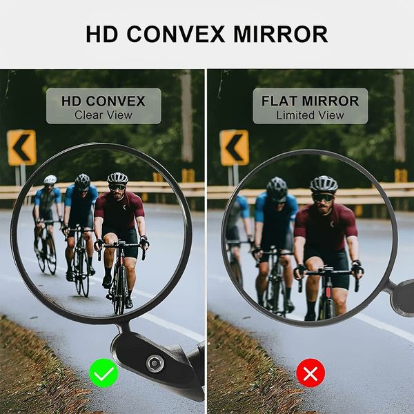 Bike Mirror, 2 Pcs 360 Degree Rotatable Bar End Bicycle Mirrors for Handlebars