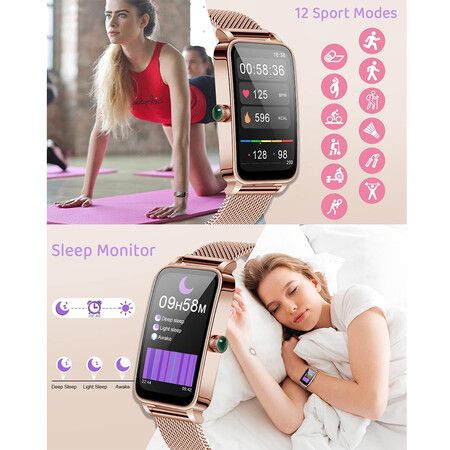 Smart Watches for Women Men IP68 Waterproof Fitness Tracker with 12 Sport Modes