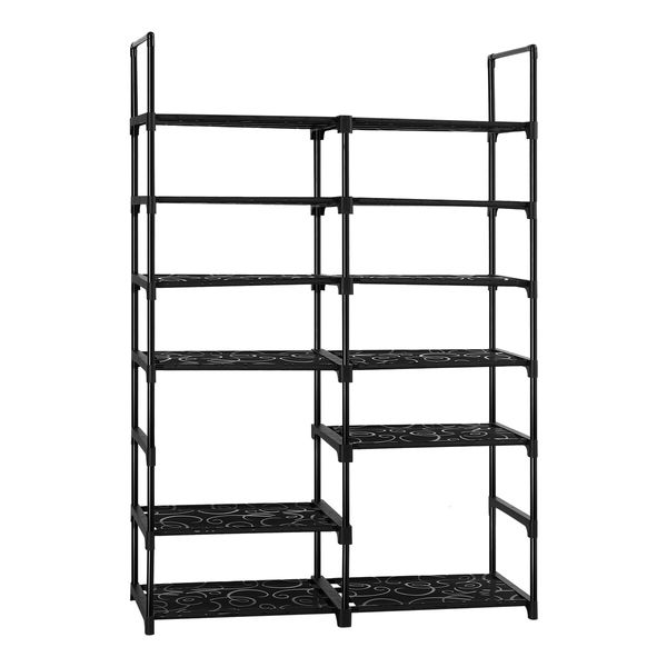 Shoe Rack 7 Tiers Storage Shelving 30 Pairs Shoes Boots Organiser Entryway Closet Cabinet DIY Display Stand Shelves Space Saving Unit Metal