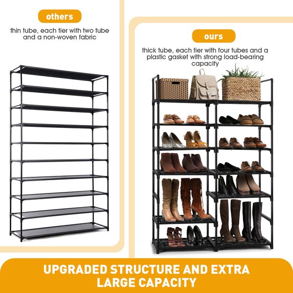 Shoe Rack 7 Tiers Storage Shelving 30 Pairs Shoes Boots Organiser Entryway Closet Cabinet DIY Display Stand Shelves Space Saving Unit Metal