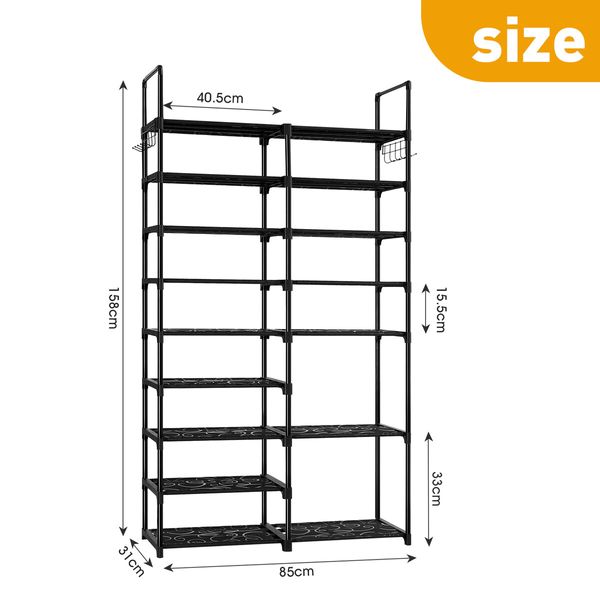 9 Tiers Metal Shoe Rack Storage Organiser Shelving 40 Pairs Shoes Cabinet Display Shelves DIY Corner Stand Closet Entryway Hallway Cloakroom