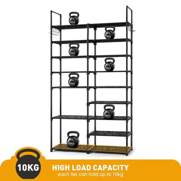 9 Tiers Metal Shoe Rack Storage Organiser Shelving 40 Pairs Shoes Cabinet Display Shelves DIY Corner Stand Closet Entryway Hallway Cloakroom