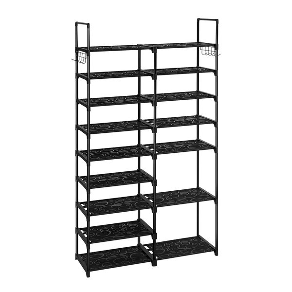 9 Tiers Metal Shoe Rack Storage Organiser Shelving 40 Pairs Shoes Cabinet Display Shelves DIY Corner Stand Closet Entryway Hallway Cloakroom