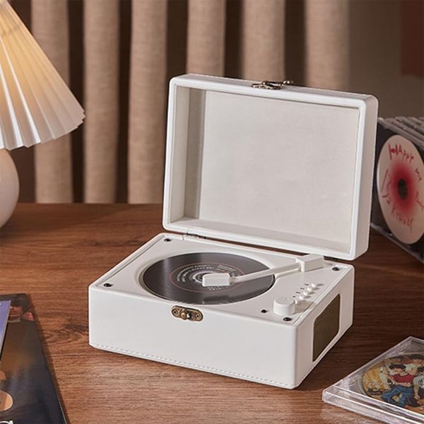 Desktop Bluetooth 5.0 CD Player with Speaker,Portable CD Player for Home,Retro Suitcase CD Player Soft Voice