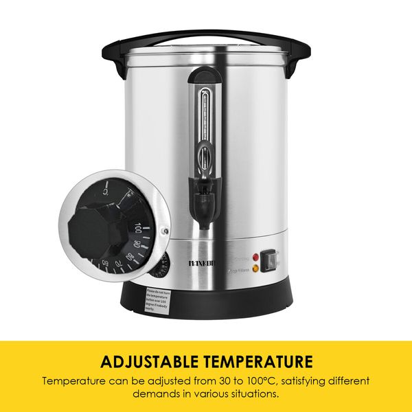 Maxkon Water Urn Kettle Dispenser Instant Hot Cold Tea Coffee Maker Commercial Home Camping Boiler Machine Stainless Steel with Tap 23.8L