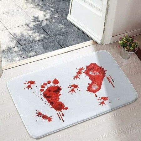 Halloween Bath Bloody Footprint, Operazone Printed Blood Footprint Prank Blood Rug 40 x 60 CM