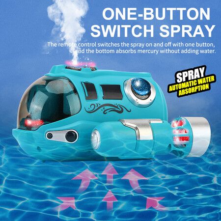 RC Boat Remote Control High Speed Sumbarine Spray and Light Powerboat Twin Propeller Speedboat Children's Day Gifts Summer Toys Color Blue