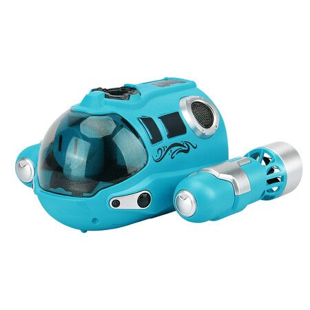 RC Boat Remote Control High Speed Sumbarine Spray and Light Powerboat Twin Propeller Speedboat Children's Day Gifts Summer Toys Color Blue