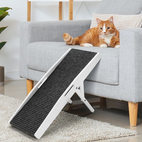 Foldable Dog Stairs Pet Ramp Height Adjustable Ladder for Bed Sofa Car Puppy Steps Doggy Climbing SUV Truck Outdoor Travel Pine Wood