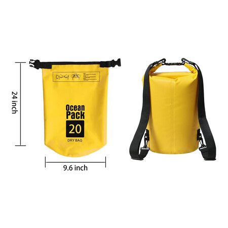 20L Waterproof Dry Bag Back Pack Sack Rafting Canoing Boating Water Resistance Yellow