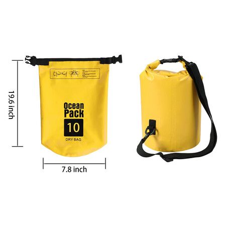 10L Waterproof Dry Bag Back Pack Sack Rafting Canoing Boating Water Resistance Yellow