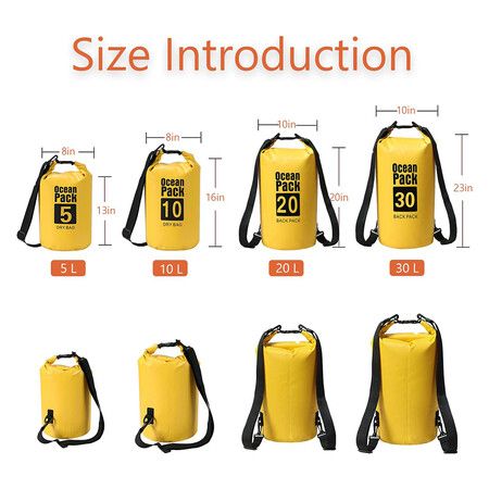 10L Waterproof Dry Bag Back Pack Sack Rafting Canoing Boating Water Resistance Yellow