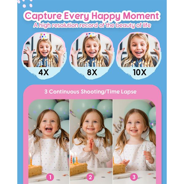 Instant Print Camera,1080P Dual Front and Rear Digital Cameras,Includes 3 Rolls of Photo Paper,32GB Card,Beautiful Pendant - Gift for Children Ages 3+,Pink