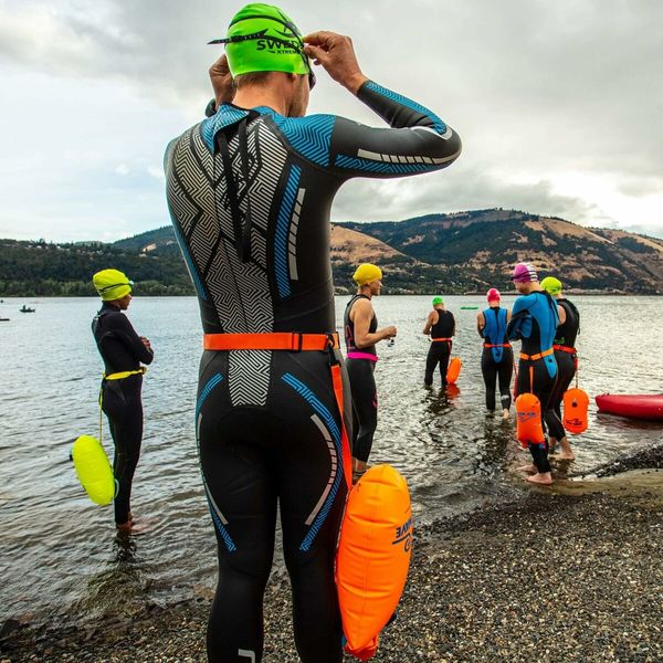 Wave Swim Buoy for Open Water Swimmers and Triathletes, Light and Visible Float for Safe Training and Racing