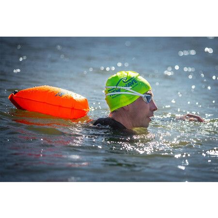 Wave Swim Buoy for Open Water Swimmers and Triathletes, Light and Visible Float for Safe Training and Racing