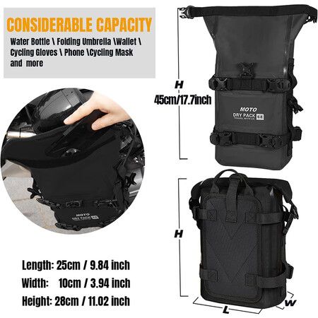 8L Motorcycle Waterproof Tail Bag Motorcycle Bumper Bag Motor Travel Storage Bag (BLACK, 8L)