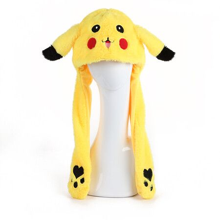 Pokemon Ear Moving Jumping Hats, Unique Warm Plush Rabbit Pinch Airbag Funny Caps