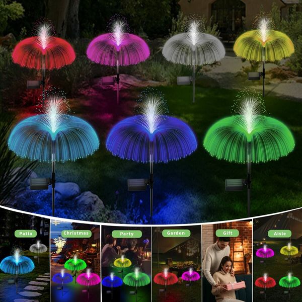 3pcs Solar Garden Lights Outdoor Decorative Waterproof Changing Flower Lights Stake  Yard Pathway Patio Lawn Party Wedding Christmas Xmas Decorations