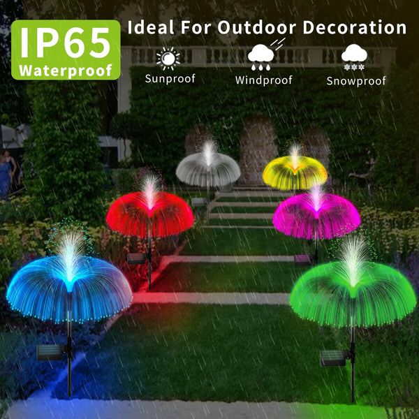 3pcs Solar Garden Lights Outdoor Decorative Waterproof Changing Flower Lights Stake  Yard Pathway Patio Lawn Party Wedding Christmas Xmas Decorations