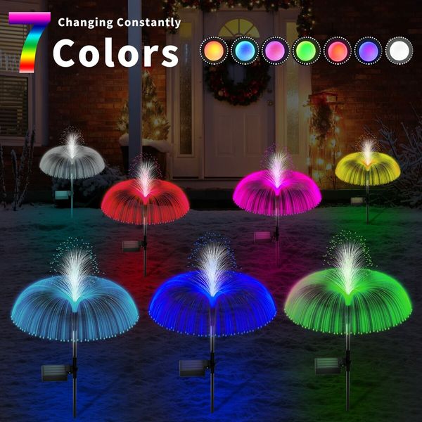 3pcs Solar Garden Lights Outdoor Decorative Waterproof Changing Flower Lights Stake  Yard Pathway Patio Lawn Party Wedding Christmas Xmas Decorations