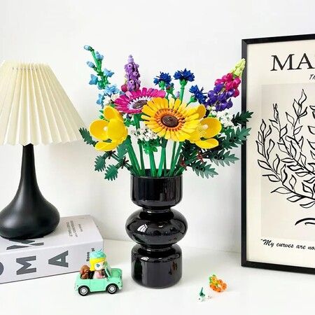 Fomantic Flower Bouquet Rose Orchid Building Block Bricks Toy DIY Potted Illustration Holiday For Girlfriend Gifts 939PCS Bricks