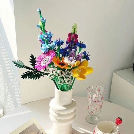 Fomantic Flower Bouquet Rose Orchid Building Block Bricks Toy DIY Potted Illustration Holiday For Girlfriend Gifts 939PCS Bricks