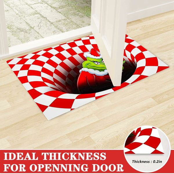 3D Christmas Illusion Decoration Doormat Christmas Decoration Anti-Slip Doormat for Front Door Bathroom Kitchen(50*80cm)