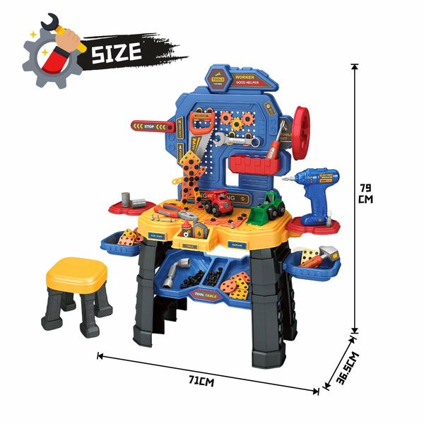 Kids Workbench Tool Bench Construction Toy Set 181pcs Educational Builder Pretend Role Play Gift for Children Toddlers boys