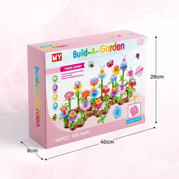 Flower Garden Building Toy Set 104pcs Learning Builder Art Craft DIY Bouquet Gift Birthday for Kids for 3 Year Olds