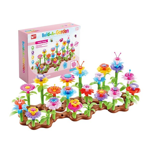 Flower Garden Building Toy Set 104pcs Learning Builder Art Craft DIY Bouquet Gift Birthday for Kids for 3 Year Olds