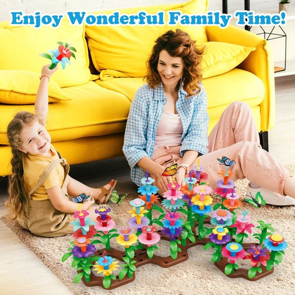 Flower Garden Building Toy Set 104pcs Learning Builder Art Craft DIY Bouquet Gift Birthday for Kids for 3 Year Olds