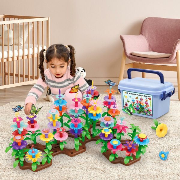 Flower Garden Building Toy Set 104pcs Learning Builder Art Craft DIY Bouquet Gift Birthday for Kids for 3 Year Olds