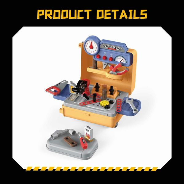 Kids Workbench Tool Bench Construction Toy Set Mobile 39pcs Educational Builder Pretend Role Play Gift for Children Toddlers boys