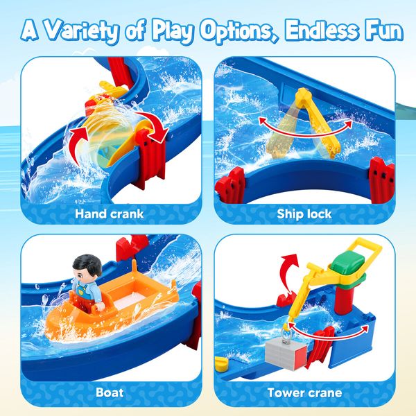 Water Way Toys 39 PCS DIY Play Table Building Blocks Aquaplay Park Canal Set Pool Summer Outdoor Beach Activity Kids